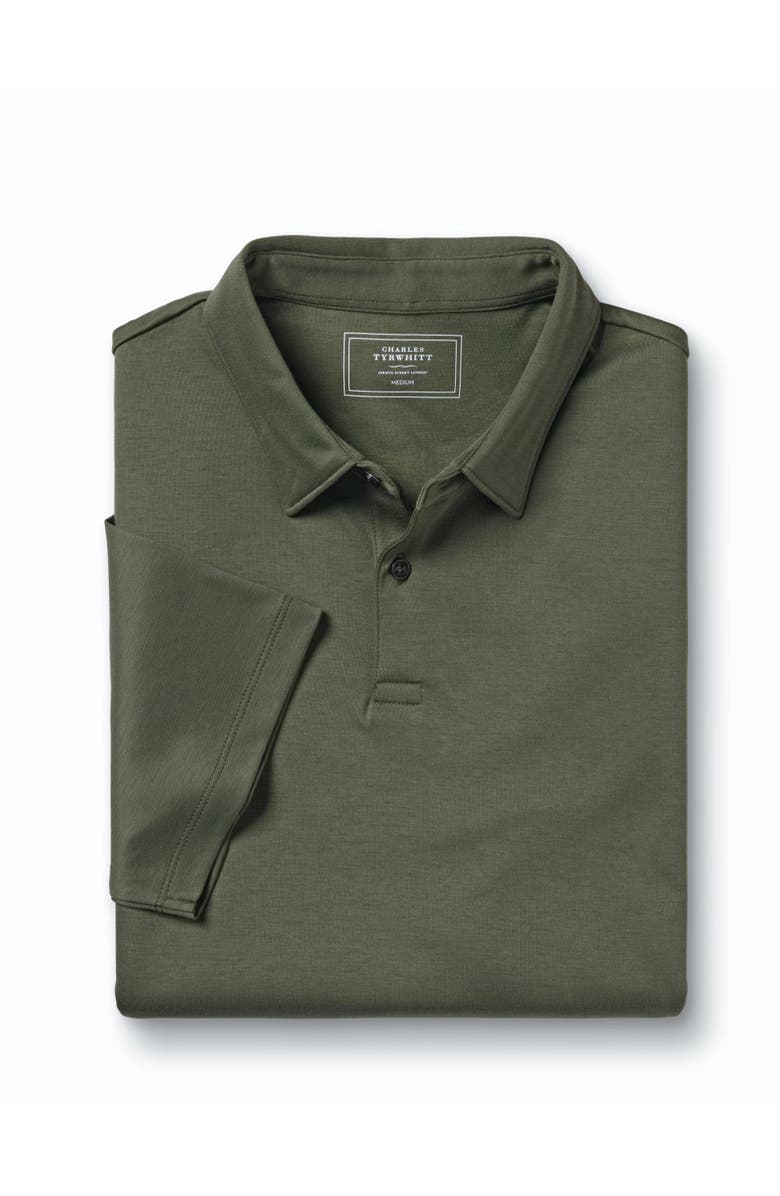 Charles Tyrwhitt Short Sleeve Jersey Polo, Alternate, color, Olive Green