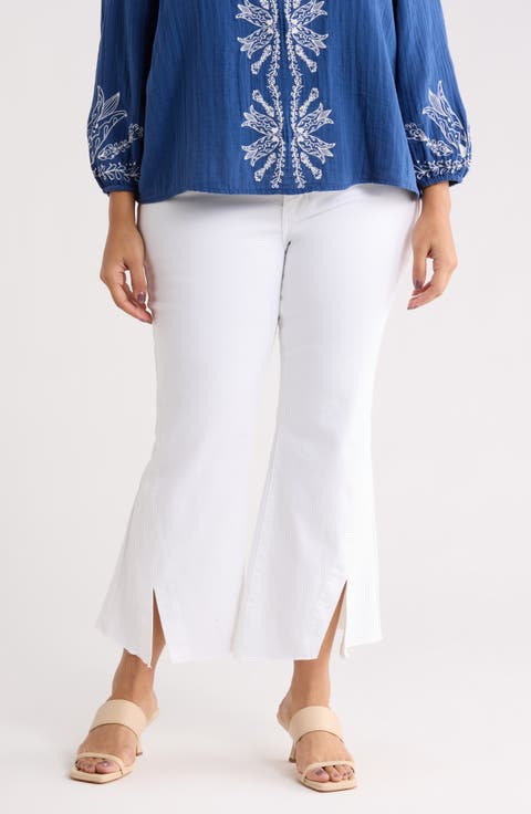 Hannah Crop Flare Jeans (Bright White) (Plus)