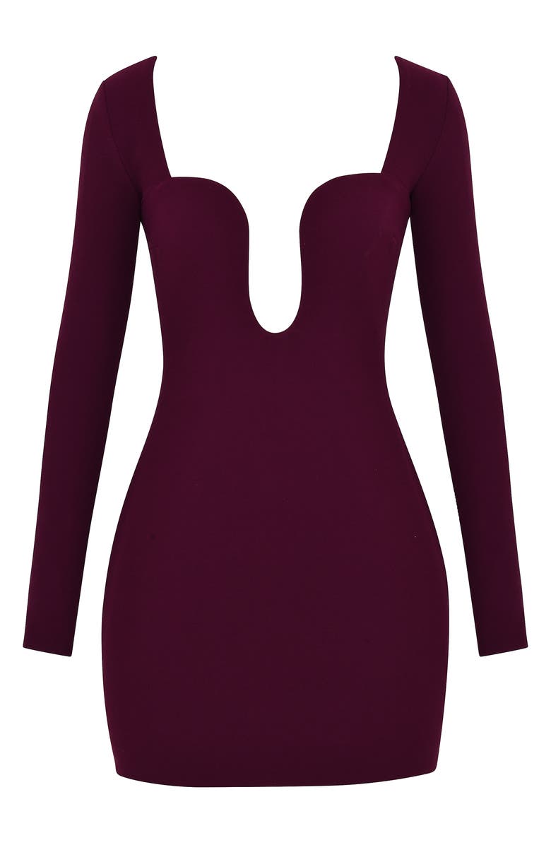 HOUSE OF CB Marcella Plunge Neck Long Sleeve Mini Dress, Alternate, color, 