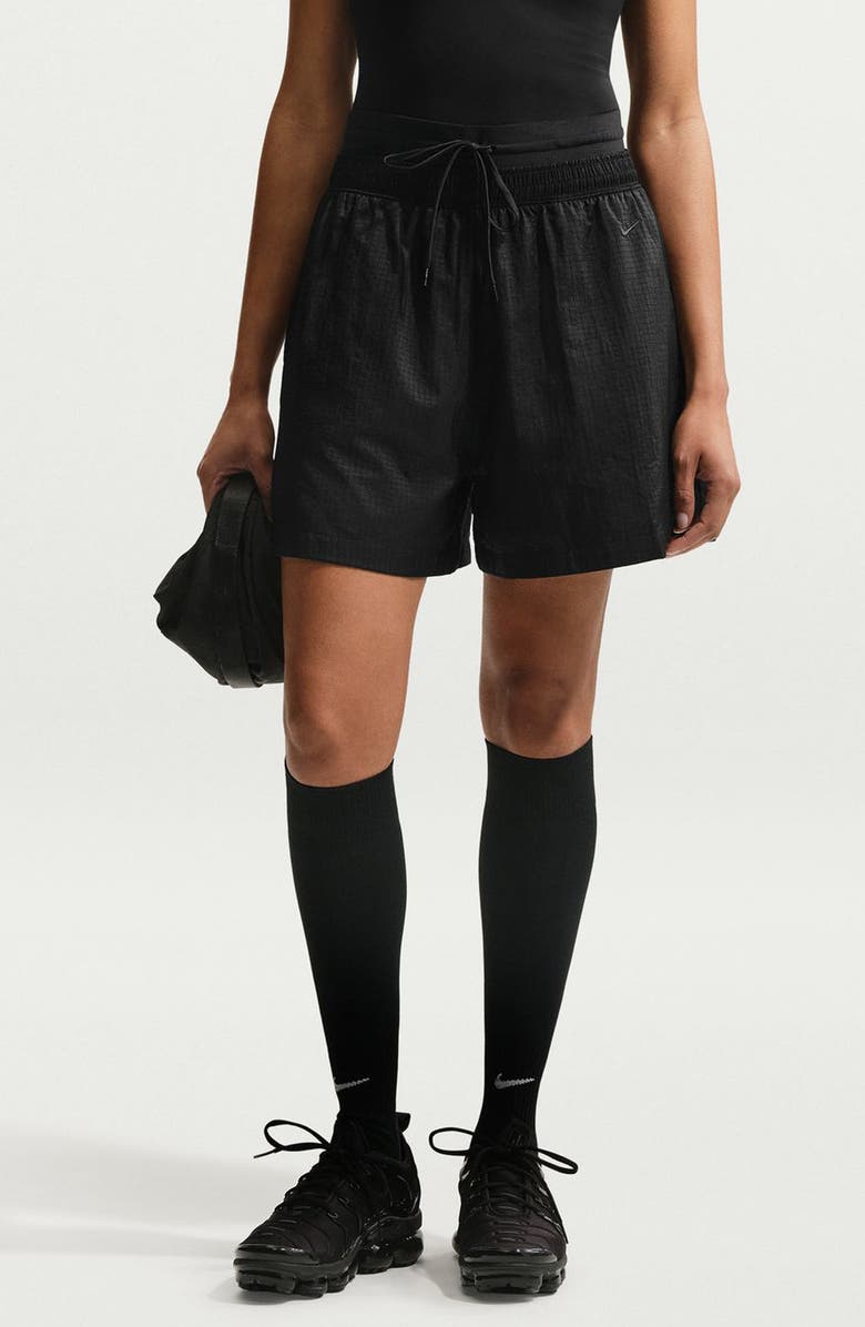 Nike Double Waistband Drawstring Shorts, Main, color, Black/ Black