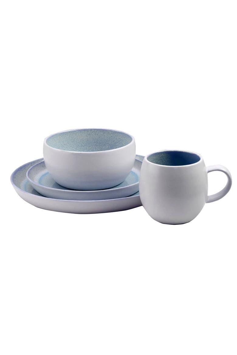 Mocha 16 Piece Stoneware Dinnerware Set, Alternate, color, White