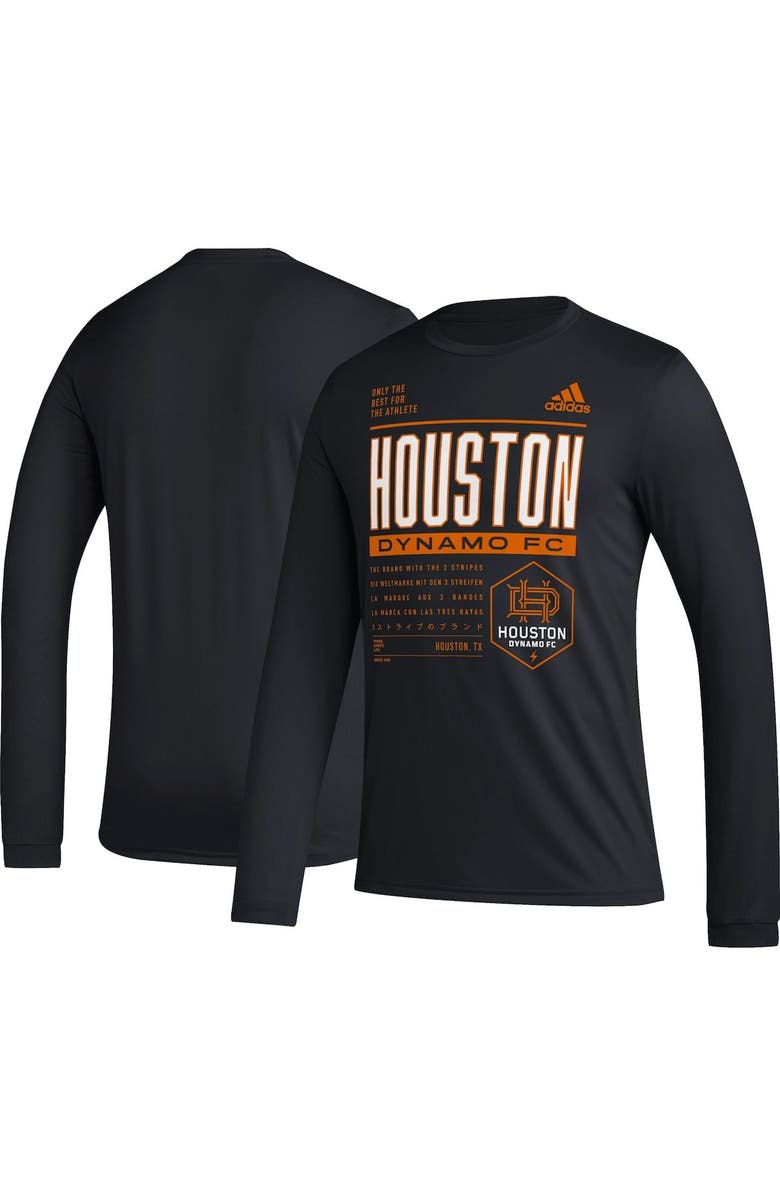 adidas Men's adidas Black Houston Dynamo FC Club DNA Long Sleeve AEROREADY T-Shirt, Main, color, 