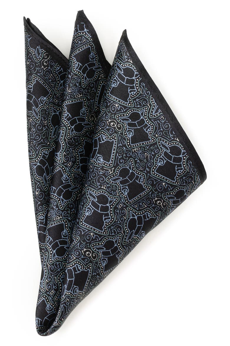 Grogu Silk Pocket Square, Main, color, NAVY
