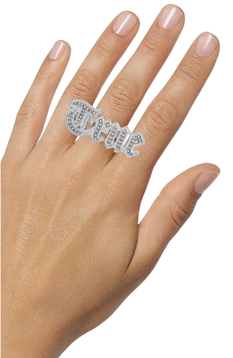 True Religion "True" statement ring, Alternate, color, Silvertone