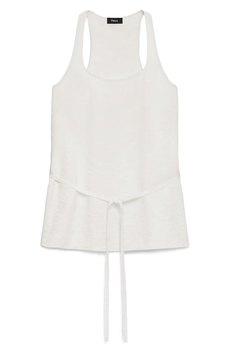 Theory Belted Silk Blend Top, Alternate, color, Ivory