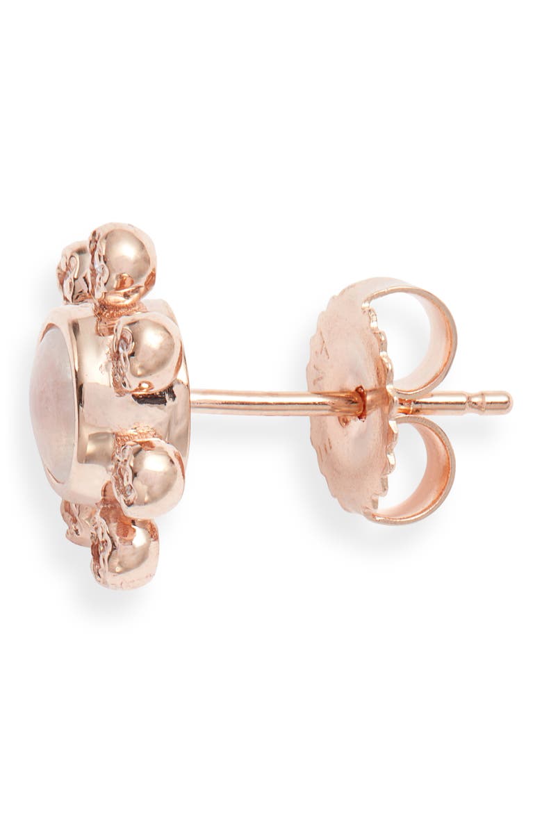 Dew Drop Moonstone Stud Earrings, Alternate, color, ROSE GOLD