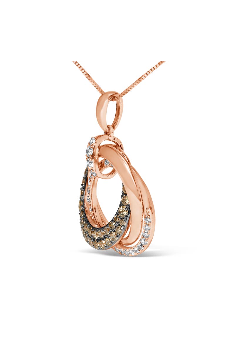 Haus of Brilliance 14K Rose Gold 3/4 Cttw Brown and White Diamond Interlocking Circle Hoop Pendant, Alternate, color, Pink