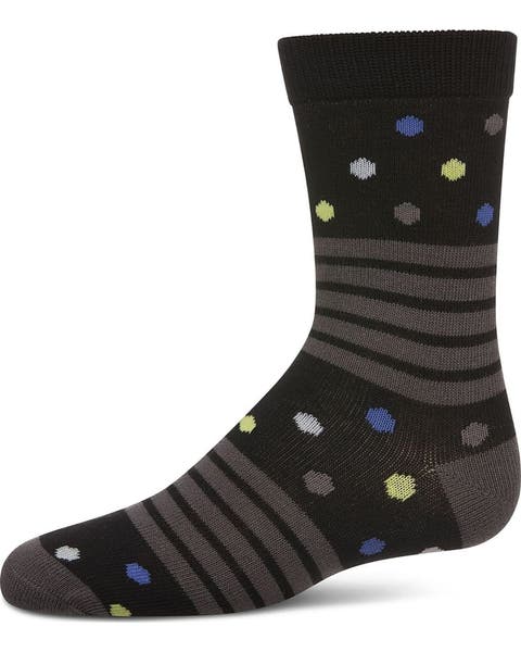 Stripe Dot Combo Crew Sock