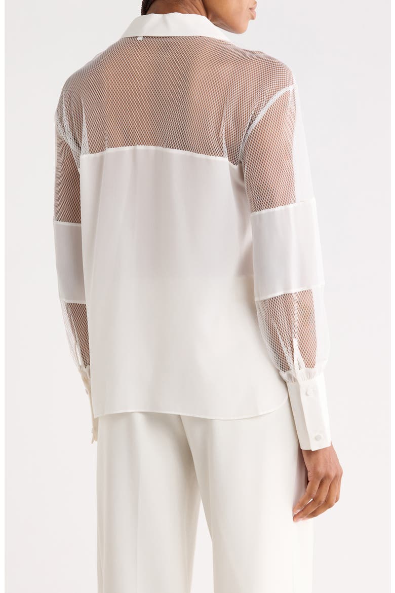 Silk Crepe de Chine Lace Mix Top, Alternate, color, SNOW