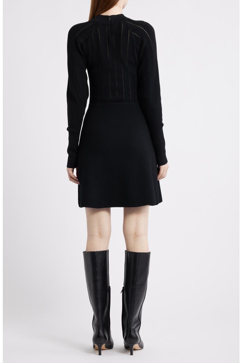 Fuccia Long Sleeve Cutout Fit & Flare Dress, Alternate, color, BLK