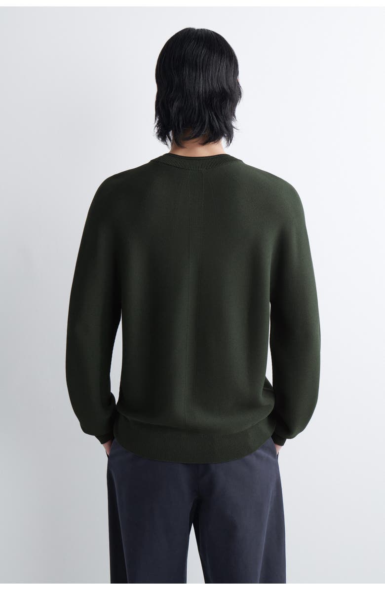 COS Contrast-Tipped Crew-Neck Sweater, Alternate, color, Green / Black