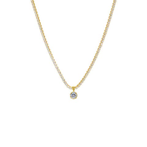 CZ Round Pendant Tennis Choker