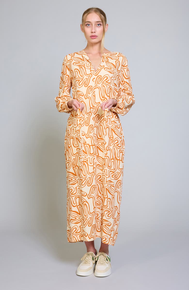 MELLODAY Swirl Long Sleeve Shirtdress, Alternate, color, 