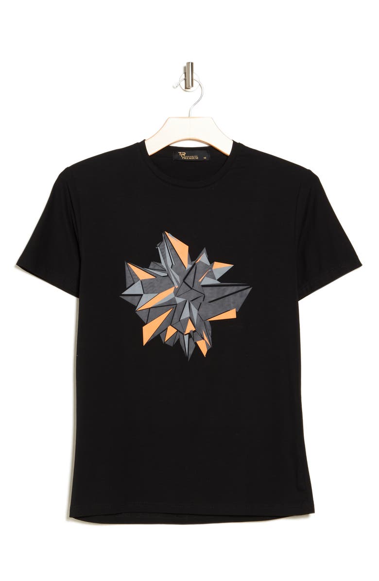 T.R. PREMIUM 3D Abstract Graphic Print T-Shirt, Alternate, color, Black