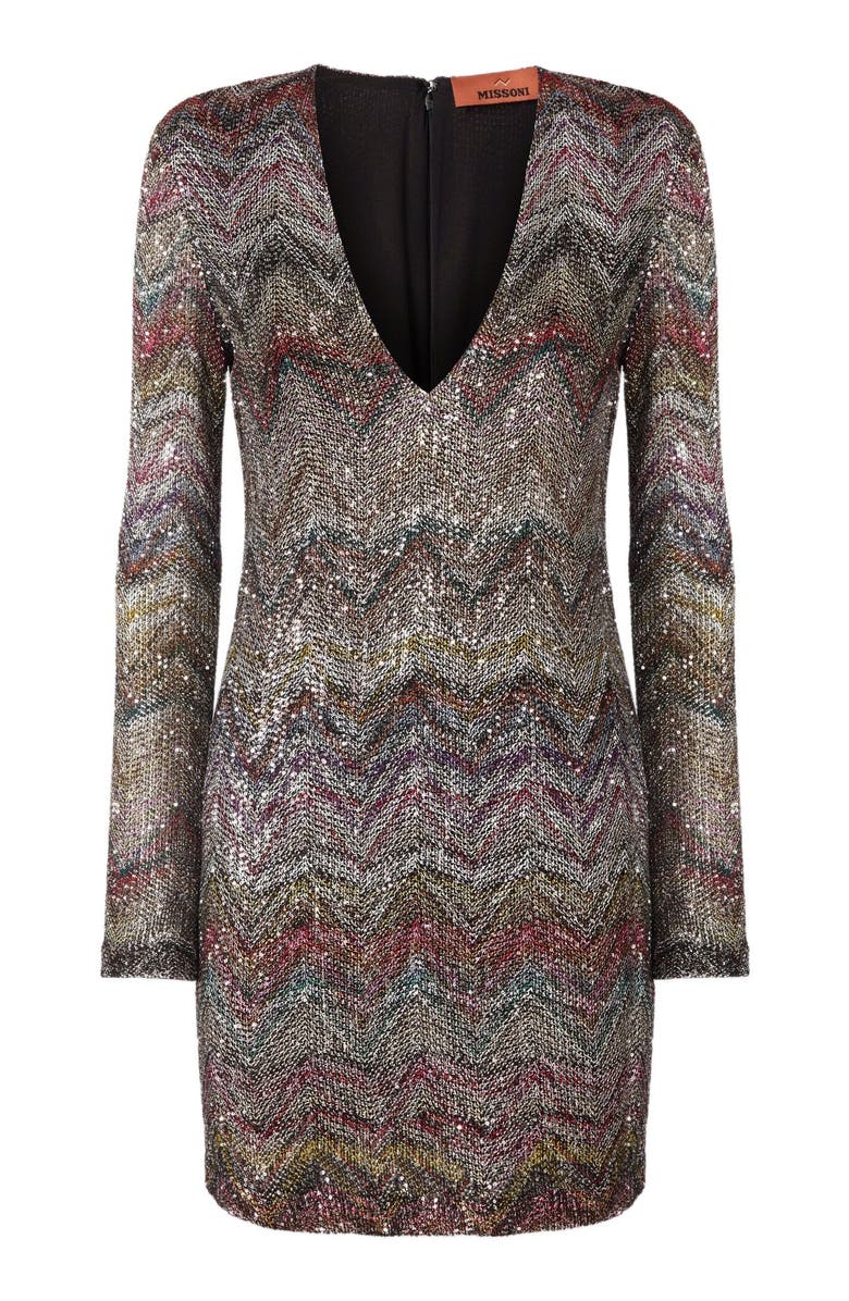Missoni Mini Dress With V-neck And Zigzag Pattern, Alternate, color, Multicoloured