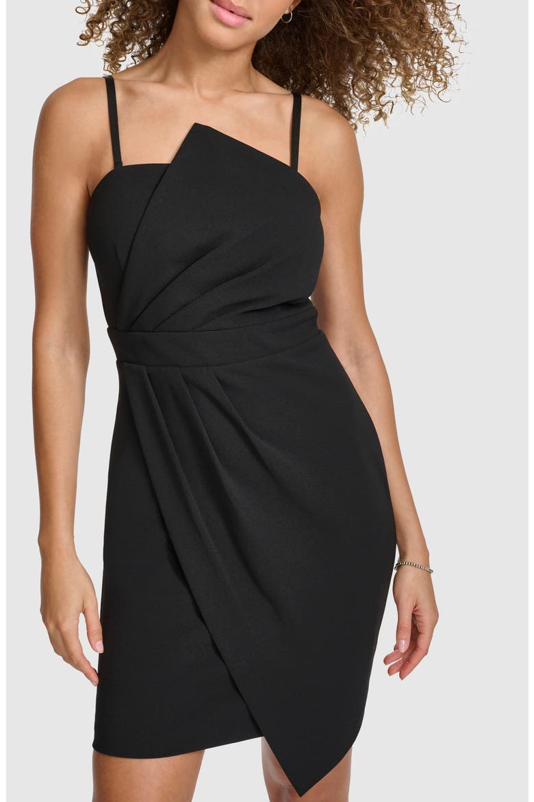 Asymmetric Crepe Scuba Knit Minidress, Alternate, color, BLACK