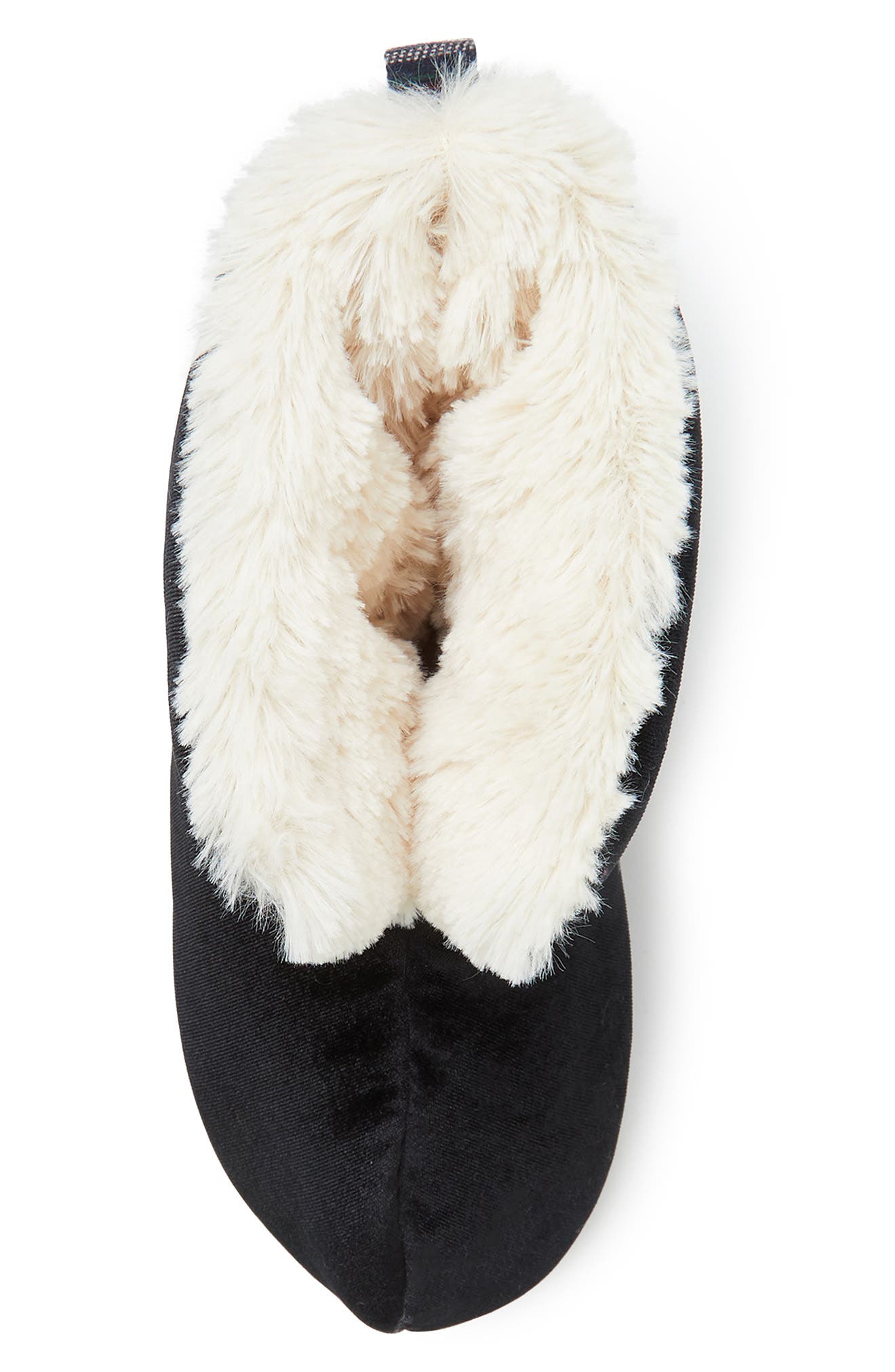 DEARFOAMS Zoey Holiday Velour Faux Fur Lined Bootie Slipper, Alternate, color, 