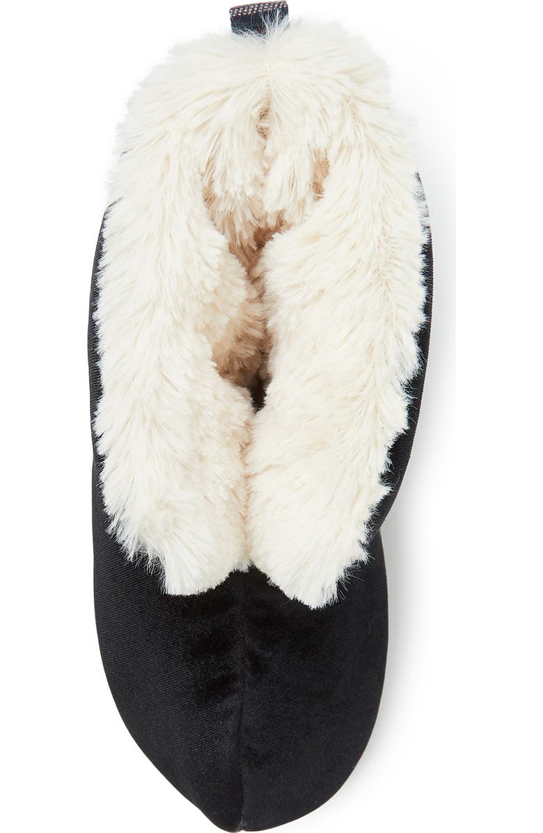 DEARFOAMS Zoey Holiday Velour Faux Fur Lined Bootie Slipper, Alternate, color,