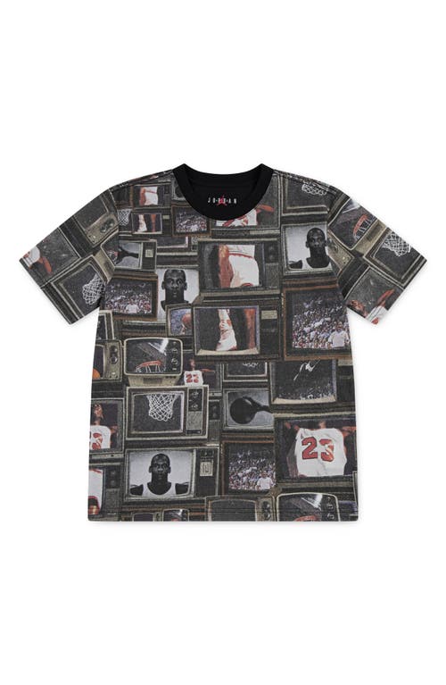 Jordan Flight Essentials Big Kids' Boxed Logo 3.0 T-shirt In Gray