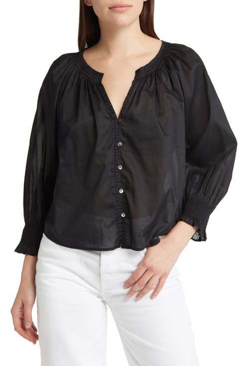 Mariah Smocked Cotton Blouse