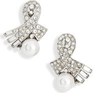 Kenneth Jay Lane Faux Pearl & Crystal Stud Earrings