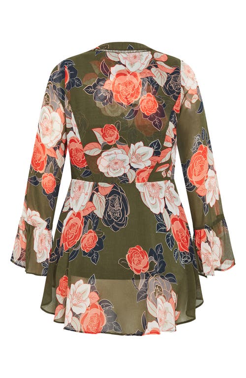 City Chic Mara Floral Print High-low Peplum Top In Multi