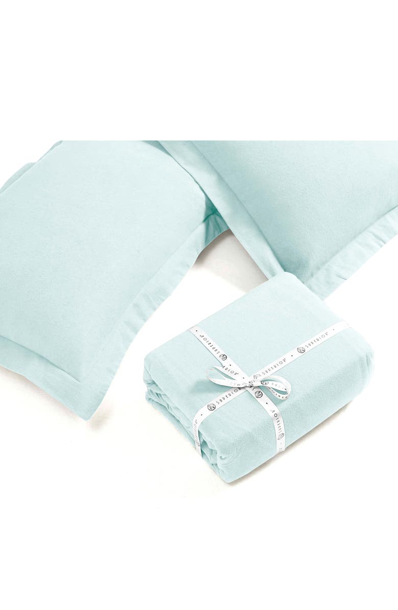 Superior Cotton Flannel Paisley Duvet Set, Alternate, color, Light Blue