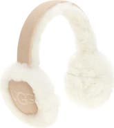 UGG® Logo Embroidered Genuine Shearling Earmuffs
