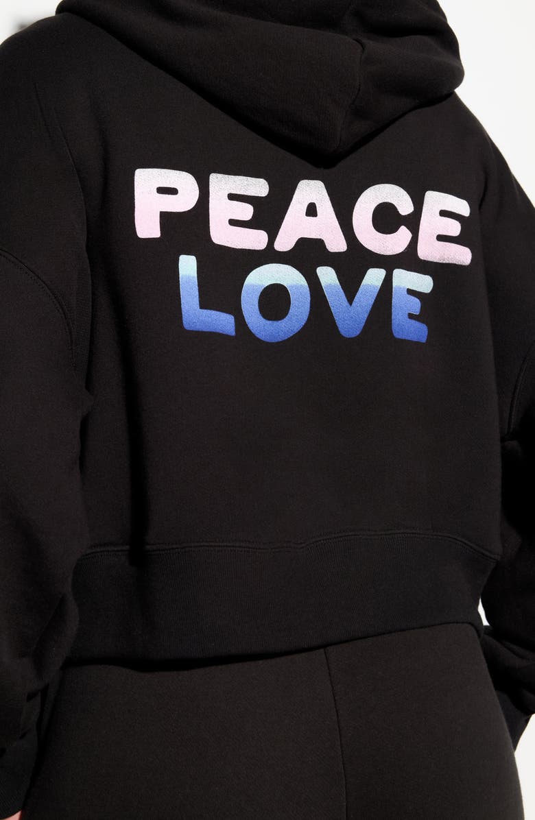 Spiritual Gangster Peace Love Jules Cotton Blend Graphic Zip-Up Hoodie, Alternate, color, Black