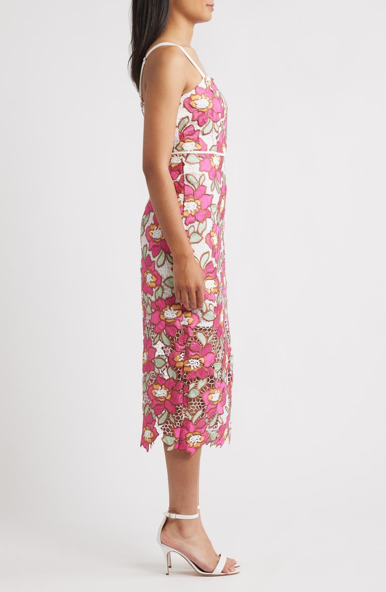 Sam Edelman Embroidered Rose Midi Sheath Cocktail Dress, Alternate, color, Pink Multi