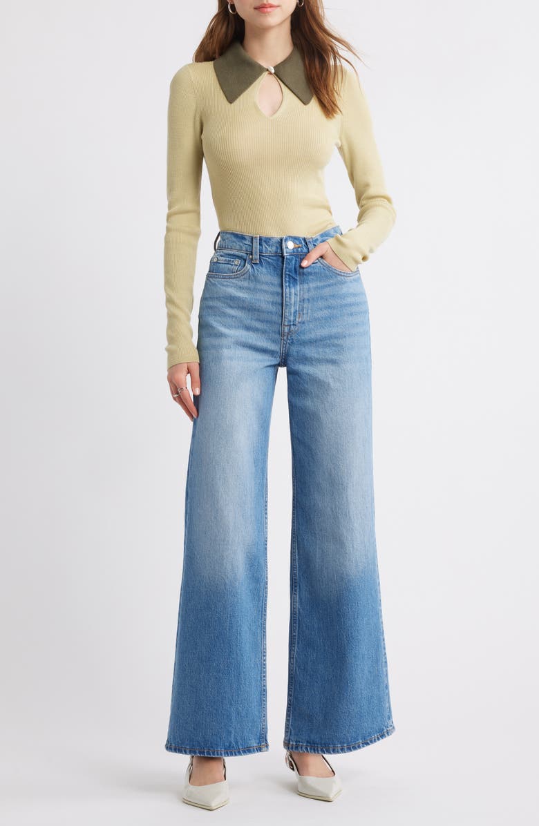 & Other Stories High Waist Wide Leg Jeans, Alternate, color, Blue Dusty Light