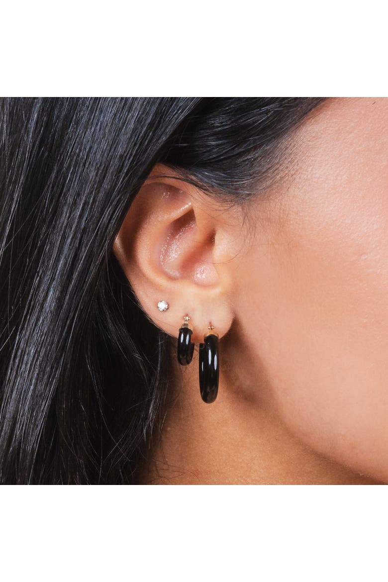 Onyx Hoop Earrings, Alternate, color, Onyx