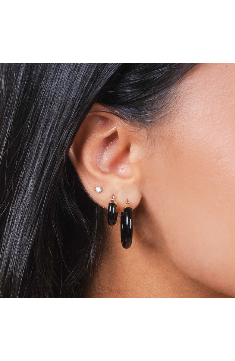 The Lovery Fine Jewelry Onyx Hoop Earrings, Alternate, color,