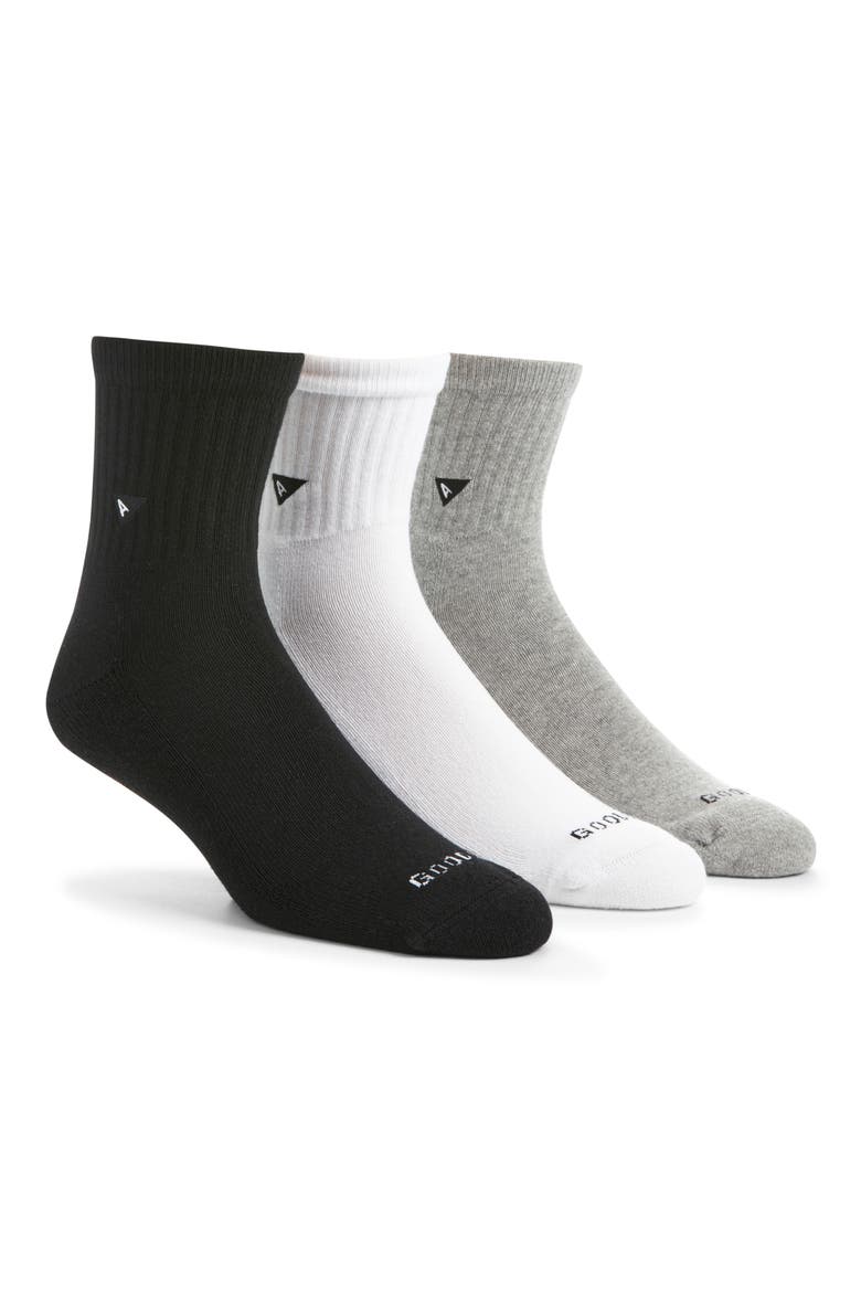 Assorted 3-Pack Quarter Crew Socks, Main, color, BLACK/ WHITE/ GREY