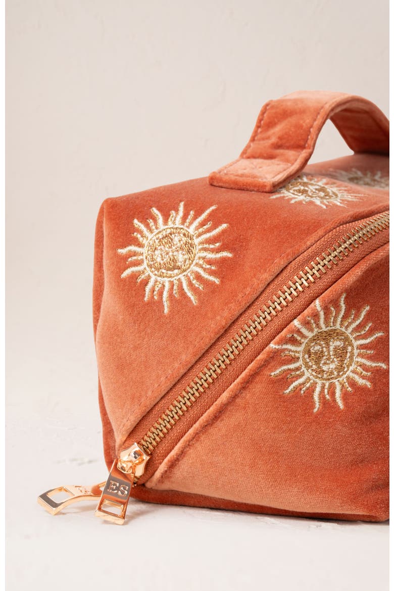 Sun Goddess Velvet Open Flat Makeup Bag, Alternate, color, Rust