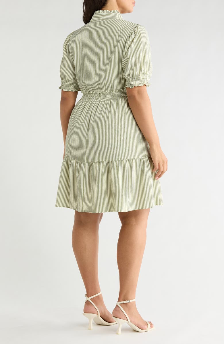 London Times Puff Sleeve Tiered Dress, Alternate, color, Cream/ Olive