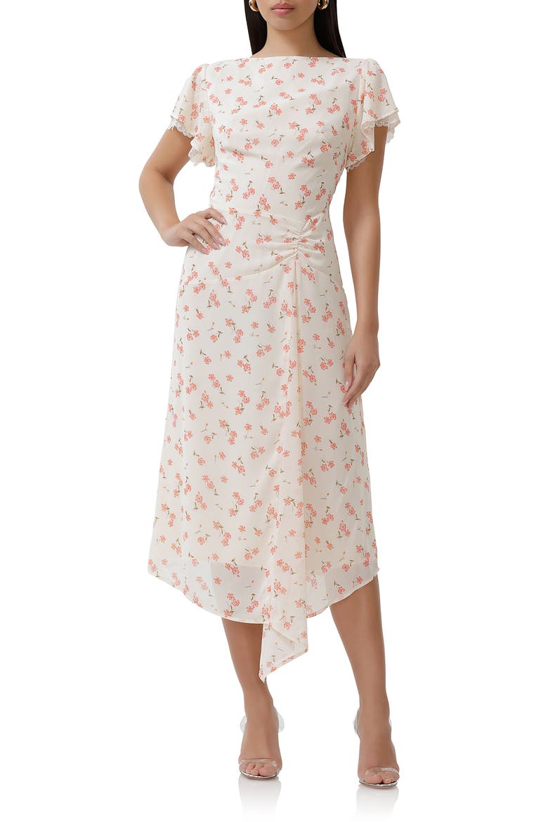 Vittoria Floral Cowl Back Midi Dress, Main, color, BIRCH DITSY