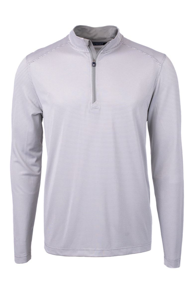Virtue Micro Stripe Quarter Zip Pullover, Main, color, POLISHED/ WHITE