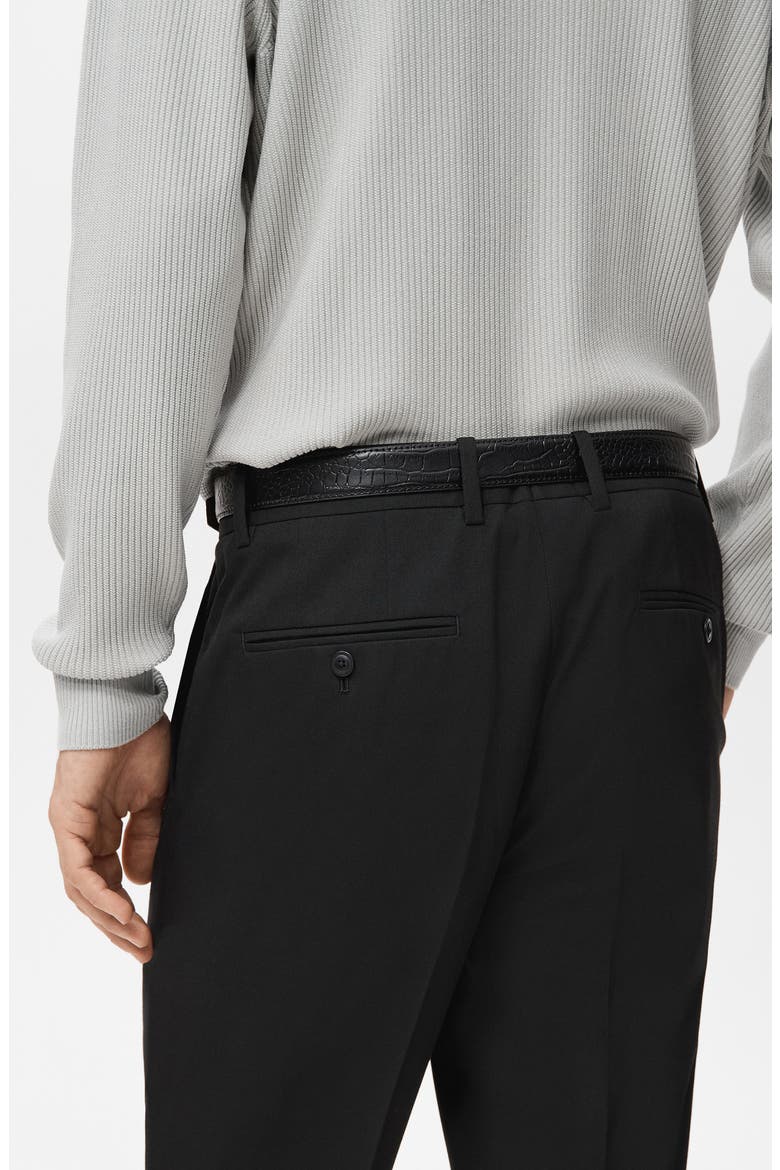 Pleated Straight Leg Suit Pants, Alternate, color, BLACK