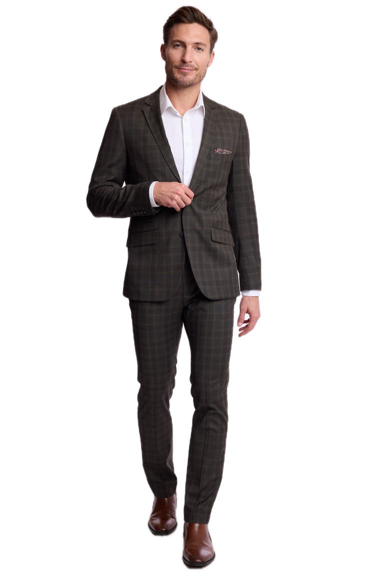 Dover Slim Fit Notch Lapel Suit Jacket, Alternate, color, DARK ARMY CHECK