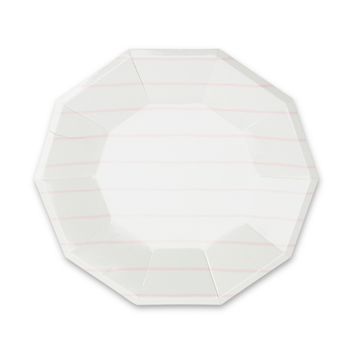 Daydream Society Frenchie Striped Large  Plates In Blush