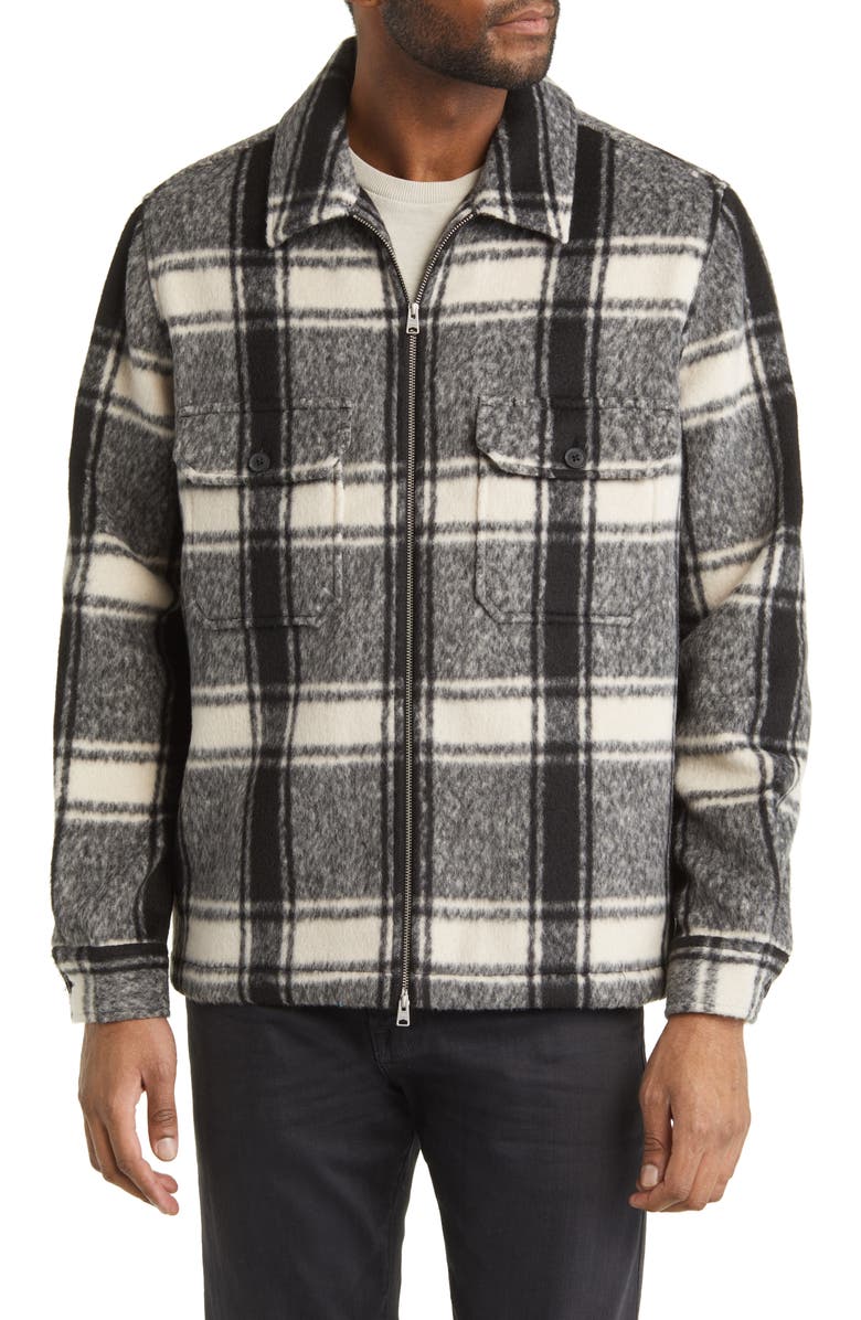 AllSaints Honshu Relaxed Fit Plaid Fleece Jacket, Alternate, color, 