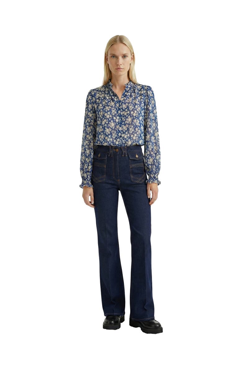 GERARD DAREL Casy Floral Print Shirt, Alternate, color, Ink