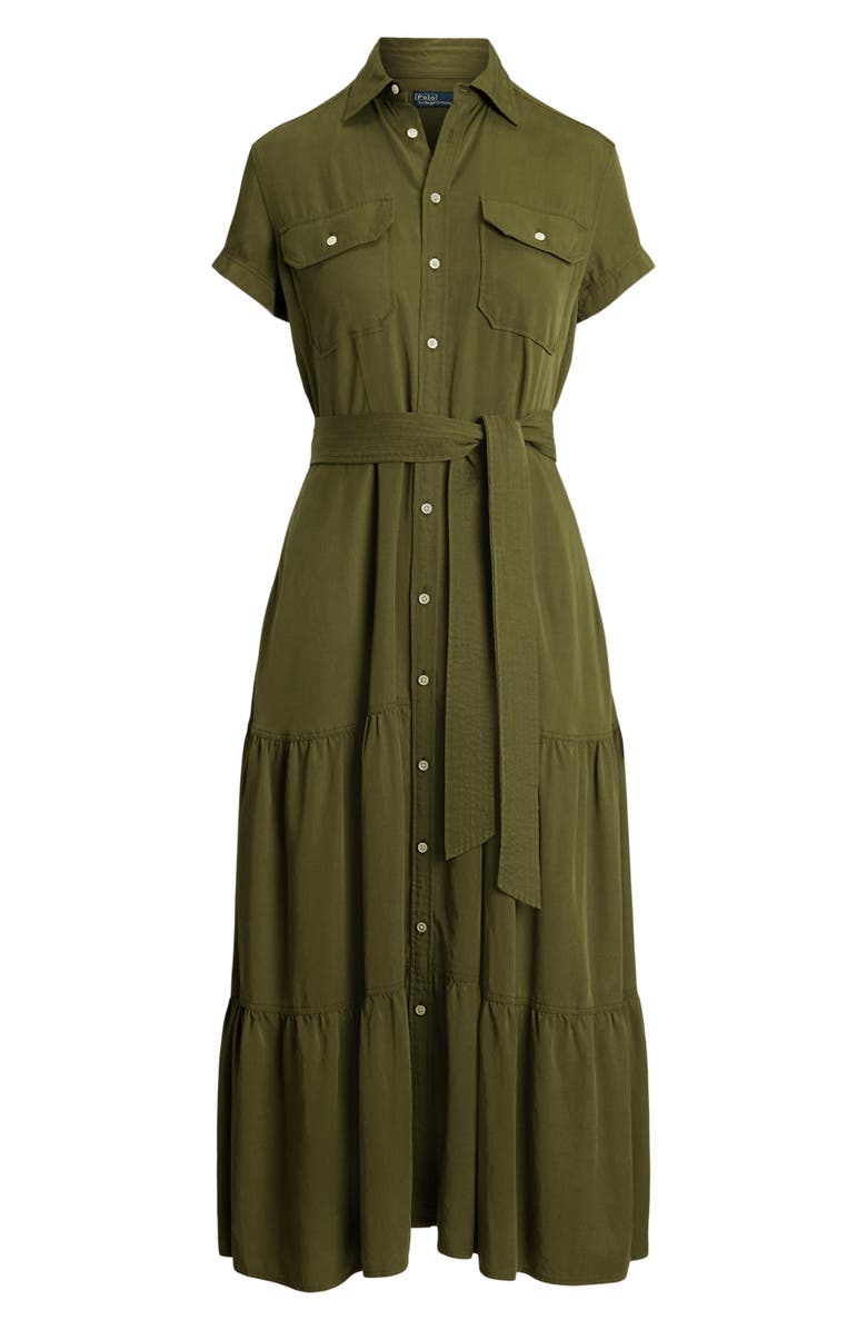 Polo Ralph Lauren Belted Tiered Shirtdress, Alternate, color, 