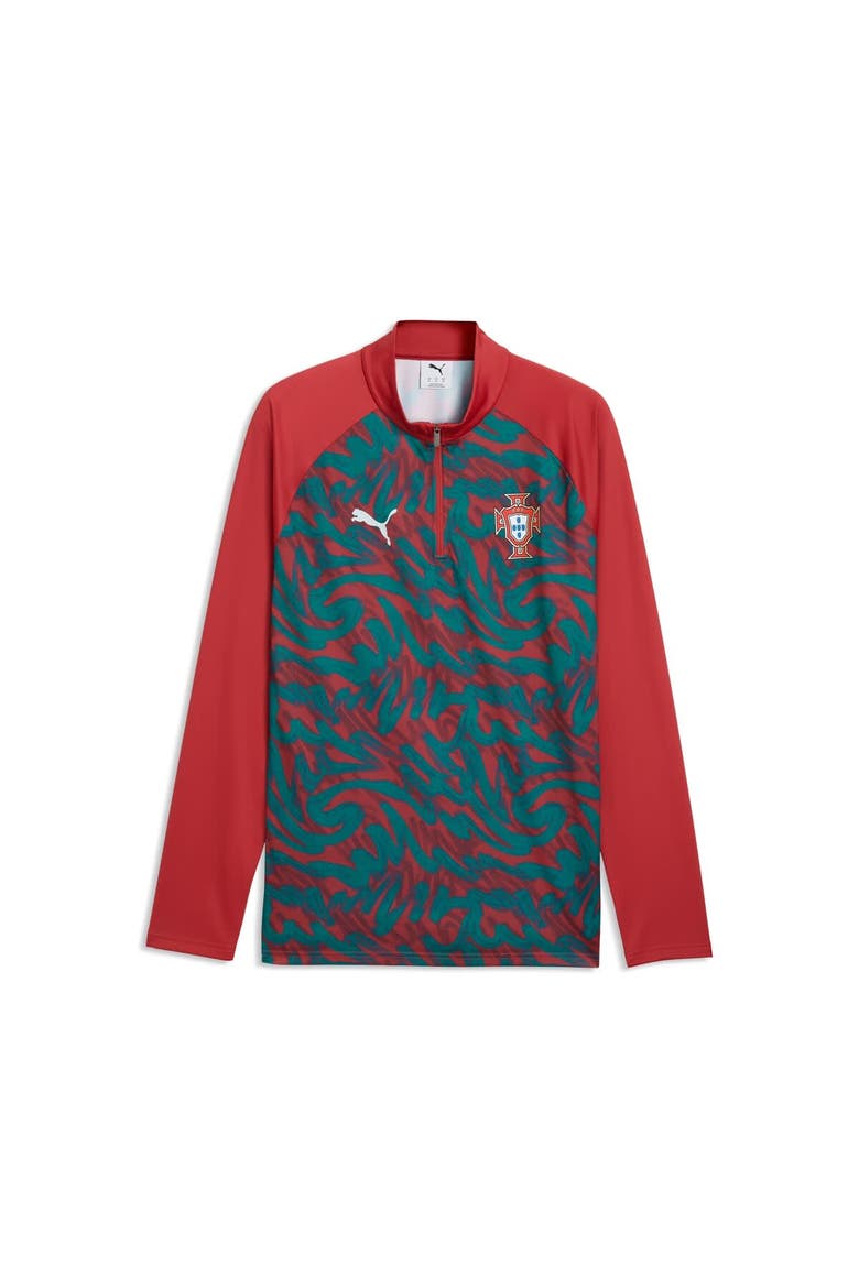 Men's Puma Red Portugal National Team Pre-Match Quarter-Zip Top, Alternate, color, Red