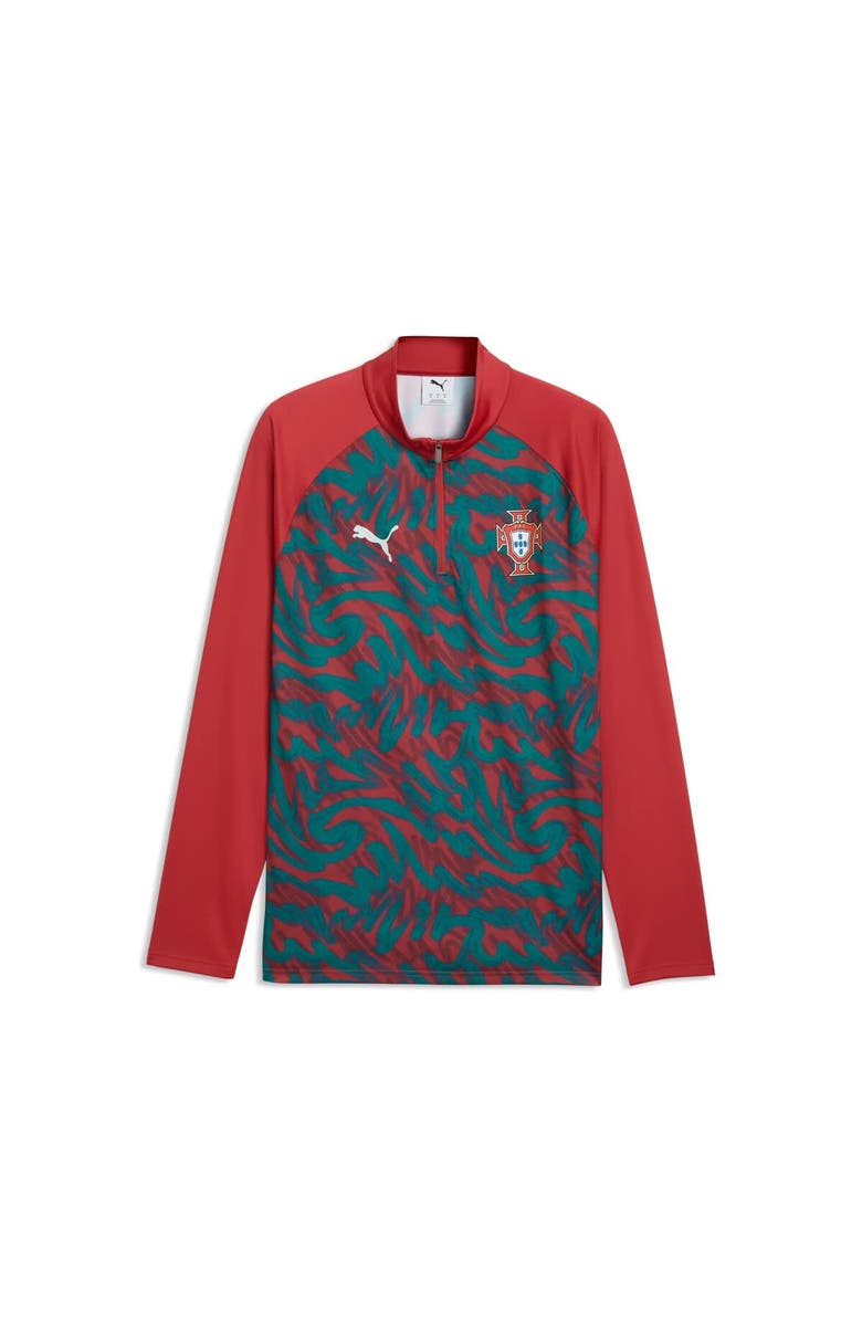 PUMA Men's Puma Red Portugal National Team Pre-Match Quarter-Zip Top, Alternate, color, Red