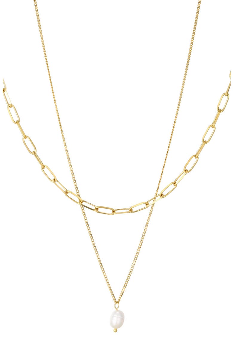 Set of 2 Assorted Freshwater Pearl Necklaces, Main, color, GOLD/ WHITE