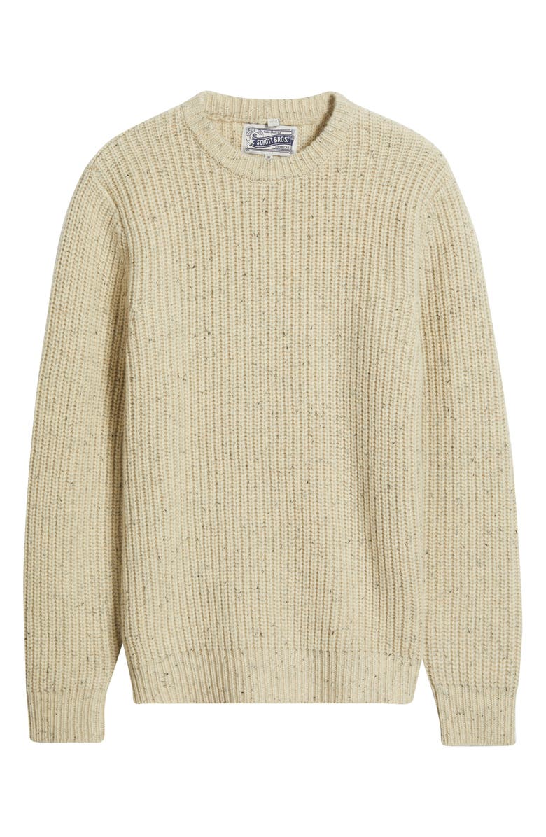 Schott NYC Donegal Tweed Wool Blend Crewneck Sweater, Alternate, color, Off White
