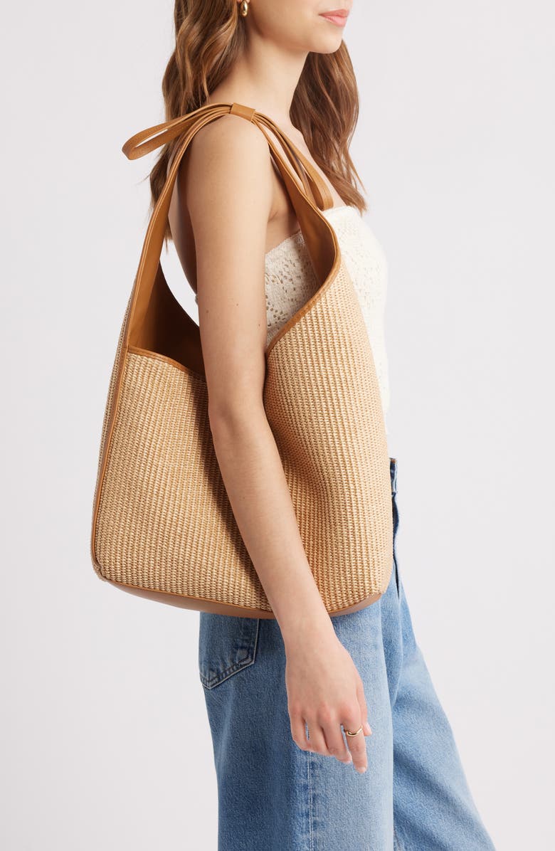 Reformation Medium Vittoria Woven Tote, Alternate, color, Natural Raffia