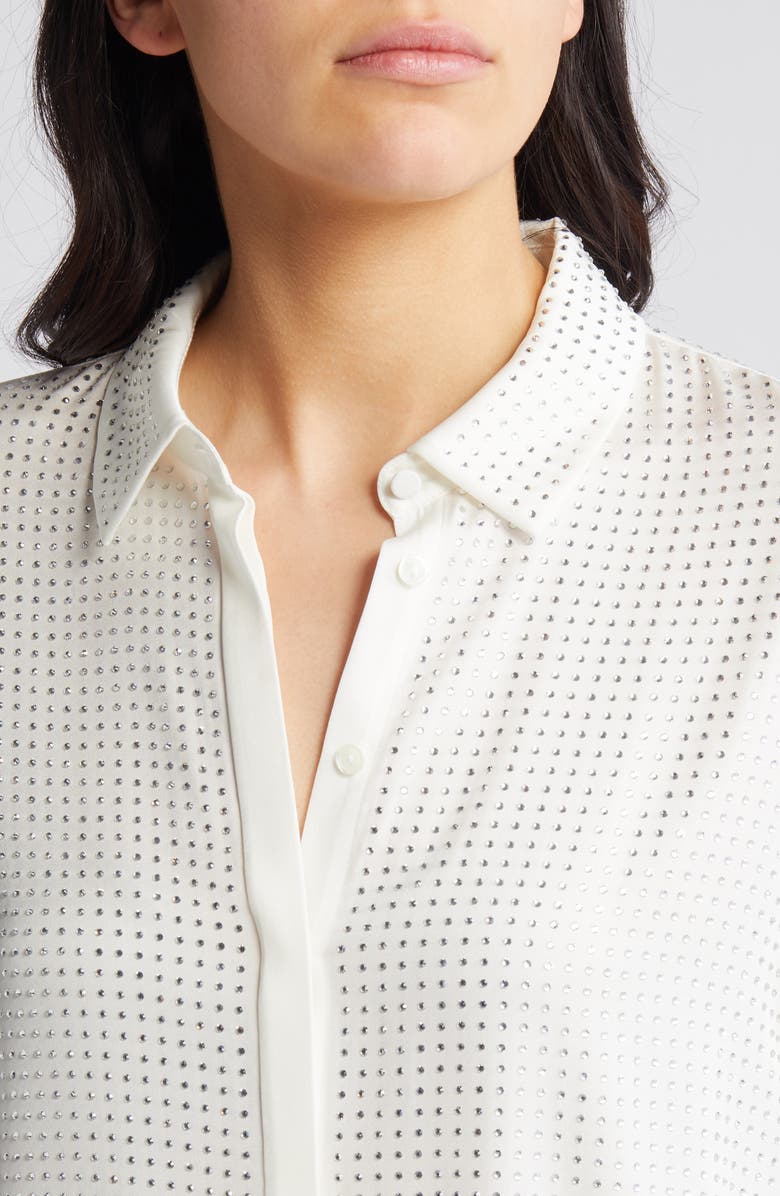 KOBI HALPERIN Renana Perforated Stretch Silk Shirt, Alternate, color, 